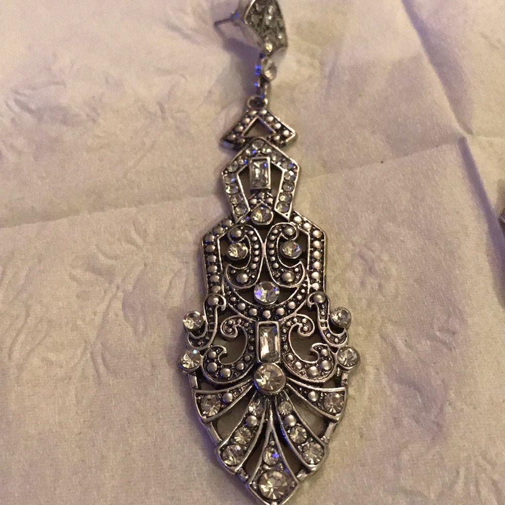 Rhinestone Silver Plated Earring - image 4